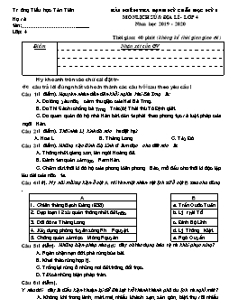 Đề kiểm tra định kỳ cuối học kì I môn Lịch sử & Địa lý Lớp 4 - Năm học 2019-2020 - Trường Tiểu học Tân Tiến (Có đáp án)