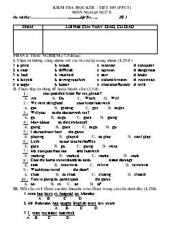 Đề kiểm tra học kì II môn Ngoại ngữ Lớp 8 (Tiết 105) - Đề 1 (Có đáp án)