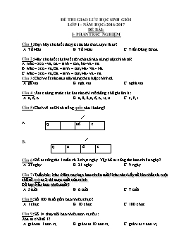 Đề thi giao lưu học sinh giỏi  môn Tiếng Việt, Toán Lớp 1 - Năm học 2016-2017