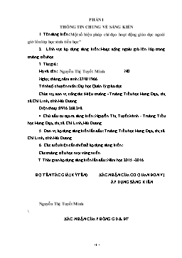 Sáng kiến kinh nghiệm Một số biện pháp chỉ đạo hoạt động giáo dục ngoài giờ lên lớp học sinh tiểu học