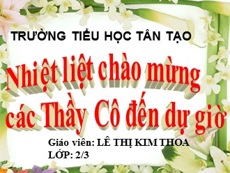 Bài giảng Toán Lớp 2 - Bài: 9 cộng với một số. 9+5 - Lê Thị Kim Thoa