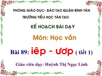 Bài giảng Học vần Lớp 1 - Bài 89: iêp, ươp (Tiết 1) - Huỳnh Thị Ngọc Linh