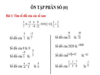 Bài giảng Toán Lớp 6 - Bài: Ôn tập phân số (tt)