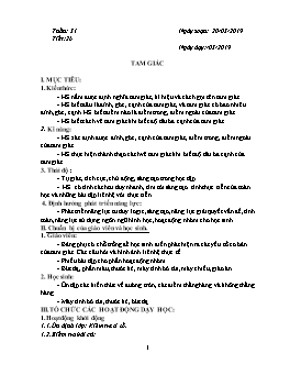 Giáo án Toán Lớp 6 - Tiết 26: Tam giác - Năm học 2018-2019