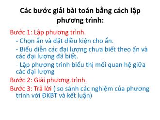 Bài giảng Đại số 8 - Chương III - Tiết 51: Giải bài toán bằng cách lập phương trình (tiếp)