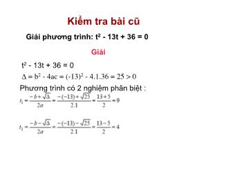 Bài giảng Đại số Khối 9 - Tiết 60: Phương trình quy về phương trình bậc hai