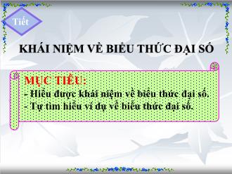 Bài giảng Đại số Lớp 7 - Chương 4 - Bài: Khái niệm về biểu thức đại số