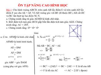 Bài giảng Đại số Lớp 8 - Chương III - Bài: Ôn tập nâng cao hình học