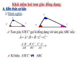 Bài giảng Hình học Lớp 8 - Chương III - Bài: Khái niệm hai tam giác đồng dạng