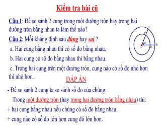 Bài giảng Toán Lớp 9 - Chương III - Bài 2: Liên hệ giữa cung và dây