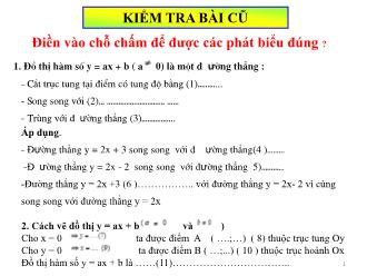 Bài giảng Toán Lớp 9 - Tiết 24, Bài 4: Đường thẳng song song và đường thẳng cắt nhau