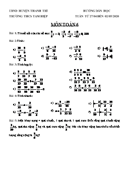 Đề ôn tập môn Toán Lớp 6 - Năm học 2019-2020 - Trường THCS Tam Hiệp (Kèm đáp án)