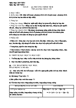 Giáo án Đại số 8 - Tiết 45, Bài 4: Phương trình tích - Năm học 2020-2021