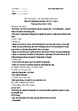 Giáo án Địa lí Lớp 6 (CV5512) - Bài 15: Các mỏ khoáng sản