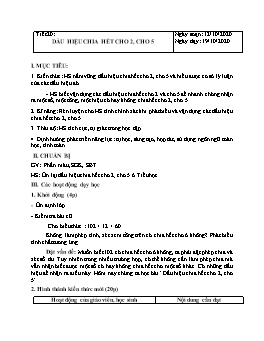 Giáo án Toán Lớp 6 - Tiết 20: Dấu hiệu chia hết cho 2, cho 5 - Năm học 2020-2021