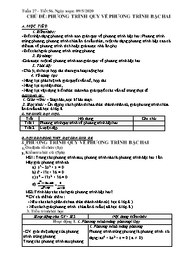 Giáo án Toán Lớp 9 - Tiết 56: Phương trình quy về phương trình bậc hai - Năm học 2019-2020