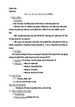 Bài giảng Hóa học 8 - Tiết 65: Ôn tập học kì II (tiết 1)