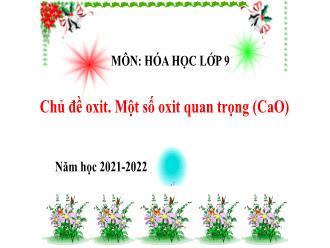 Bài giảng Hóa học 9 - Chủ đề oxit, một số oxit quan trọng (CaO)