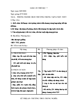 Bài giảng Thể dục 7 - Tiết 1: Phòng tránh chấn thương trong tập luyện TDTT