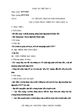 Bài giảng Thể dục 9 - Tiết 1: Lý thuyết một số phương pháp tập luyện phát triển sức bền (mục 1)