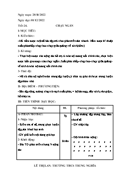 Bài giảng Thể dục 9 - Tiết 24: Chạy ngắn