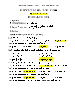 Đề cương ôn tập giữa học kì 2 - Toán 11