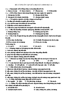Đề cương ôn tập giữa học kỳ 2 - Sinh học 12