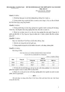 Đề thi minh họa - Kỳ thi THPT quốc gia năm 2015 - Môn: Địa Lí
