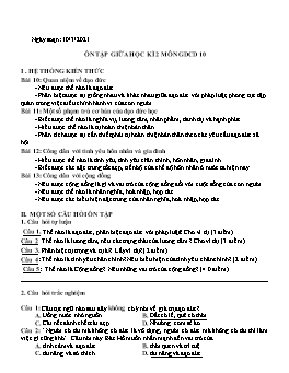 Ôn tập giữa học kì 2 môn Giáo dục công dân 10