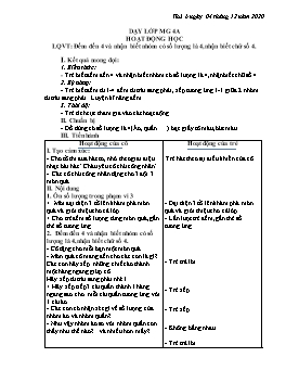Giáo án Mầm non Lớp Chồi - Làm quen với toán: Đếm đến 4 và nhận biết nhóm có số lượng là 4, nhận biết chữ số 4 - Năm học 2020-2021 - Trần Thị Hạnh