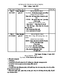 Giáo án Mầm non Lớp Mầm + Lá - Tuần 1, Tháng 1 - Năm học 2020-2021 - Nguyễn Thị Thắm