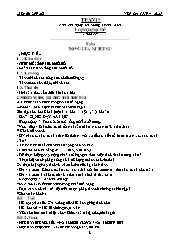 Giáo án phát triển năng lực Lớp 2 - Tuần 19 - Năm học 2020-2021