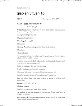 Giáo án Tiếng Anh 3 - Tuần 16 - Năm học 2018-2019