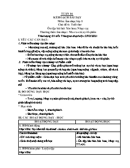 Kế hoạch bài dạy Âm nhạc 1+2 - Tuần 16 - Năm học 2021-2022