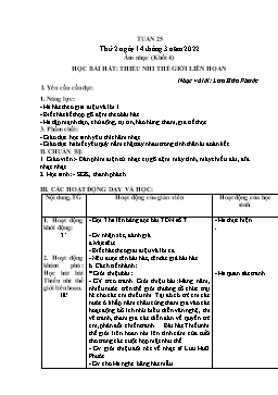 Kế hoạch bài dạy Âm nhạc 1+3+4 - Tuần 25 - Năm học 2021-2022 - Lê Thị Kim Chung