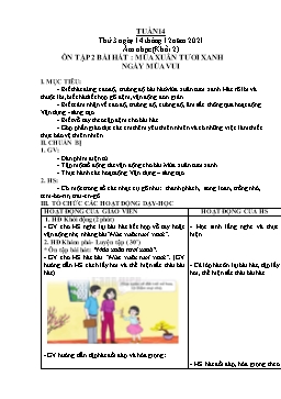 Kế hoạch bài dạy Âm nhạc 2+3 - Tuần 14 - Năm học 2021-2022 - Lê Thị Kim Chung