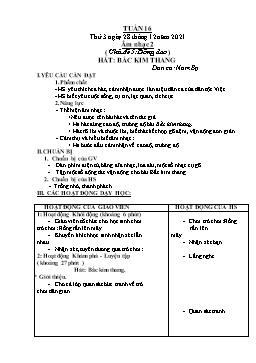 Kế hoạch bài dạy Âm nhạc 2+3 - Tuần 16 - Năm học 2021-2022 - Lê Thị Kim Chung