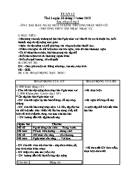 Kế hoạch bài dạy Âm nhạc 2+3+5 - Tuần 12 - Năm học 2021-2022 - Lê Thị Kim Chung