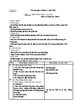 Kế hoạch bài dạy Âm nhạc 3 - Học hát bài: Gà gáy - Năm học 2021-2022 - Phùng Thị Lan
