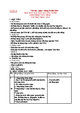 Kế hoạch bài dạy Âm nhạc 4 - Học hát bài: Bạn ơi lắng nghe. Giới thiệu nốt nhạc. Tập đọc nhạc số 1 - Năm học 2021-2022 - Phùng Thị Lan