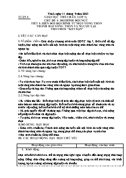 Kế hoạch bài dạy Giáo dục thể chất 3+4+5 - Tuần 1 - Năm học 2023-2024 - Trần Thị Hường