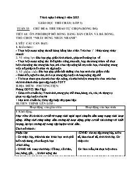 Kế hoạch bài dạy Giáo dục thể chất 3+4+5 - Tuần 33 - Năm học 2022-2023 - Trần Thị Hường