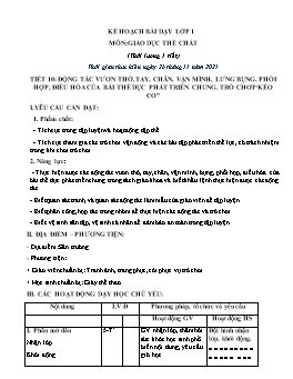 Kế hoạch bài dạy Giáo dục thể chất Tiểu học - Tuần 11 - Năm học 2021-2022 - Trần Thị Hường