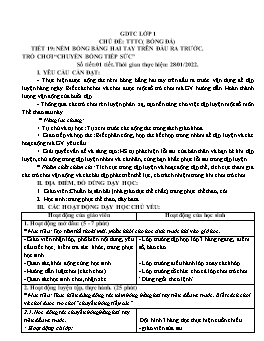 Kế hoạch bài dạy Giáo dục thể chất Tiểu học - Tuần 20 - Năm học 2021-2022 - Trần Thị Hường