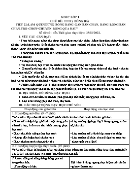 Kế hoạch bài dạy Giáo dục thể chất Tiểu học - Tuần 22 - Năm học 2021-2022 - Trần Thị Hường