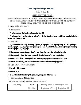 Kế hoạch bài dạy Giáo dục thể chất Tiểu học - Tuần 5 - Năm học 2021-2022 - Trần Thị Hường