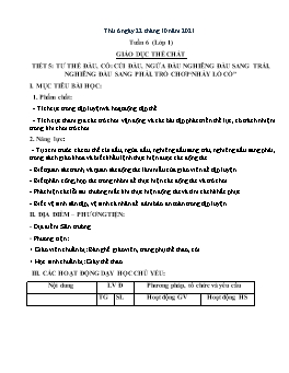 Kế hoạch bài dạy Giáo dục thể chất Tiểu học - Tuần 6 - Năm học 2021-2022 - Trần Thị Hường