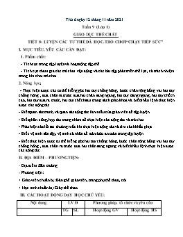 Kế hoạch bài dạy Giáo dục thể chất Tiểu học - Tuần 9 - Năm học 2021-2022 - Trần Thị Hường