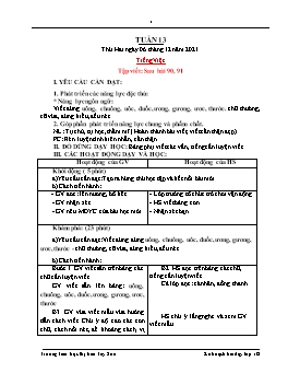 Kế hoạch bài dạy Khối 1 - Tuần 13 - Năm học 2021-2022 - Lê Thị Hải Lý