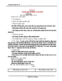 Kế hoạch bài dạy Khối 1 - Tuần 20 - Năm học 2021-2022 - Phạm Thị Trà Giang
